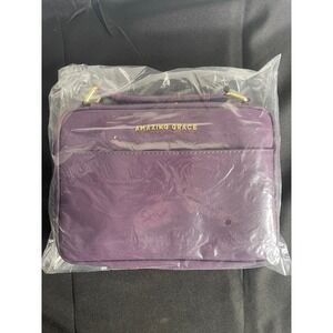 Christian Art Gifts Large Purple Bible Cover Case Amazing Grace Gold Lettering